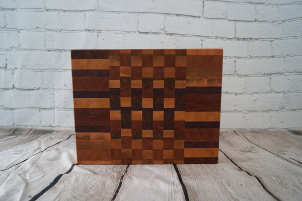 Maple, Purple Heart, Cherry and Mahogany End Grain Cutting Board.