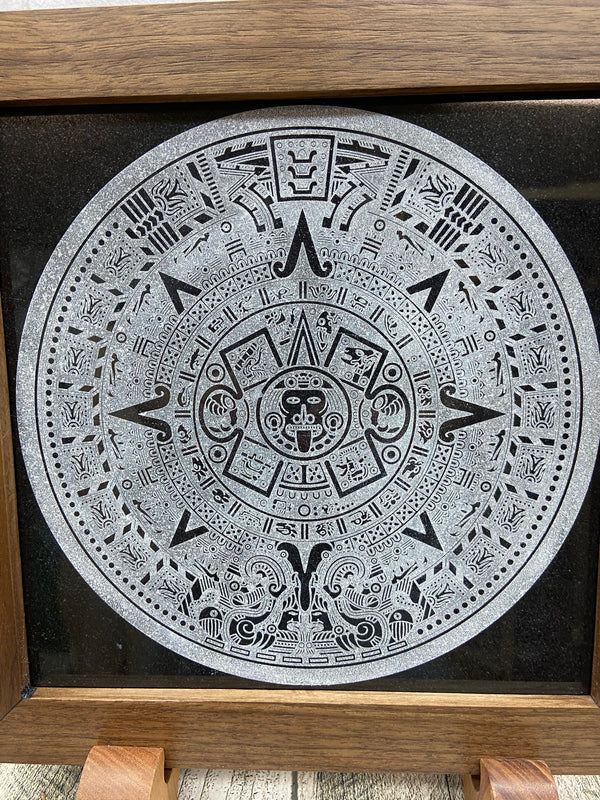 Up close look at the Aztec Calander.