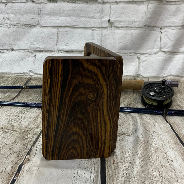 A beautiful Bacote wood fly box handcrafted and sleek design