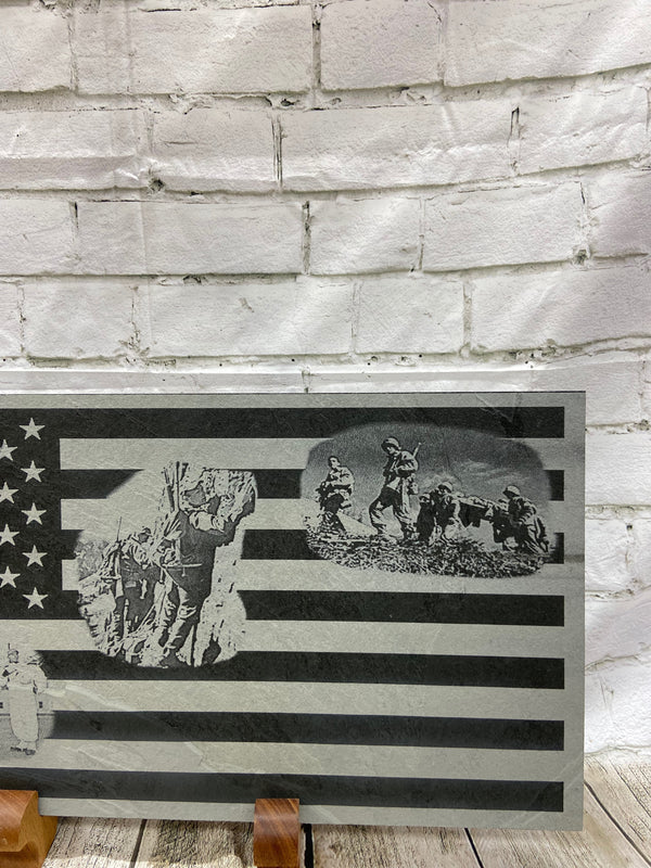 One scene is of the 10th Mountain soldiers climbing the mountains in Riva Ridge, and soldiers medically evacuating an injured soldier on Riva Ridge in Italy during World War 2.