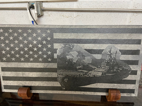 USS Missouri on US Flag